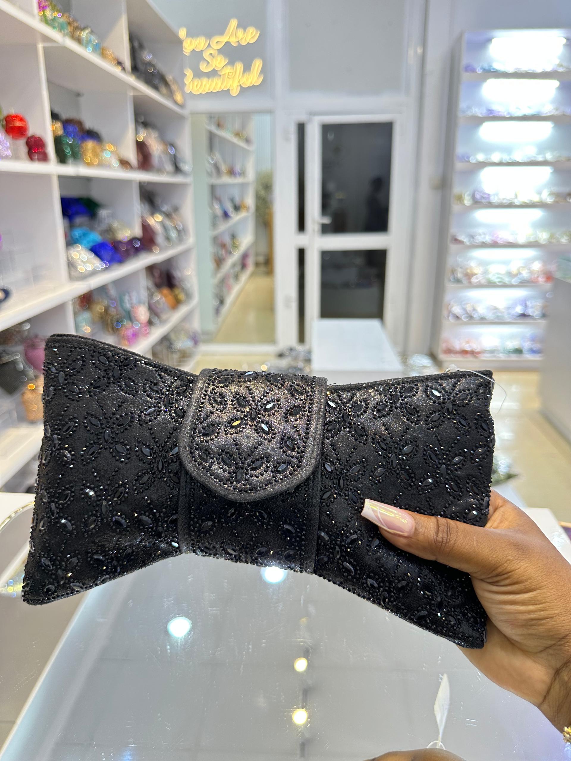 CRYSTAL STONE BLACK PURSE